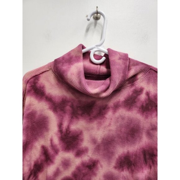 Anthropologie Maeve Womens Top Small Pink Tie Dye Thermal Cowl Neck BOHO - Picture 2 of 9